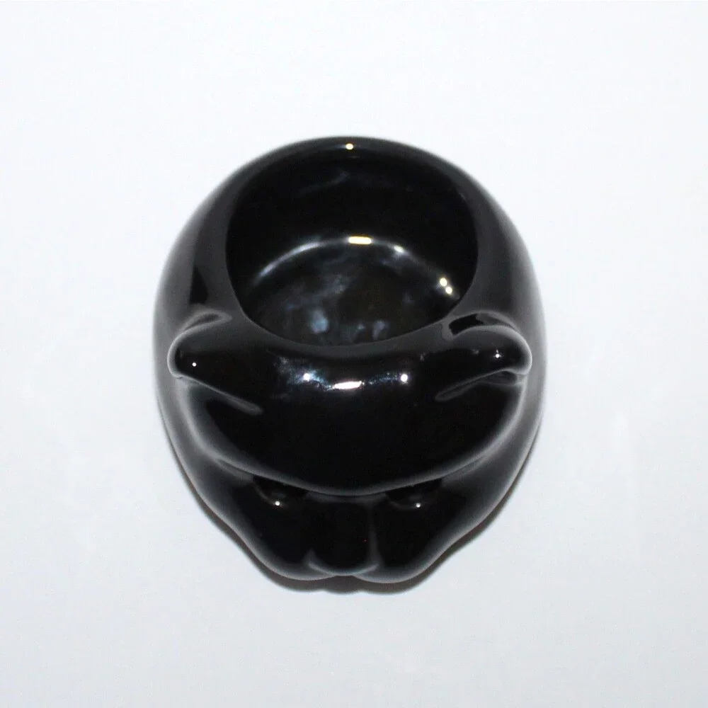 Black Cat Head Candle Holder ceramic tea light halloween